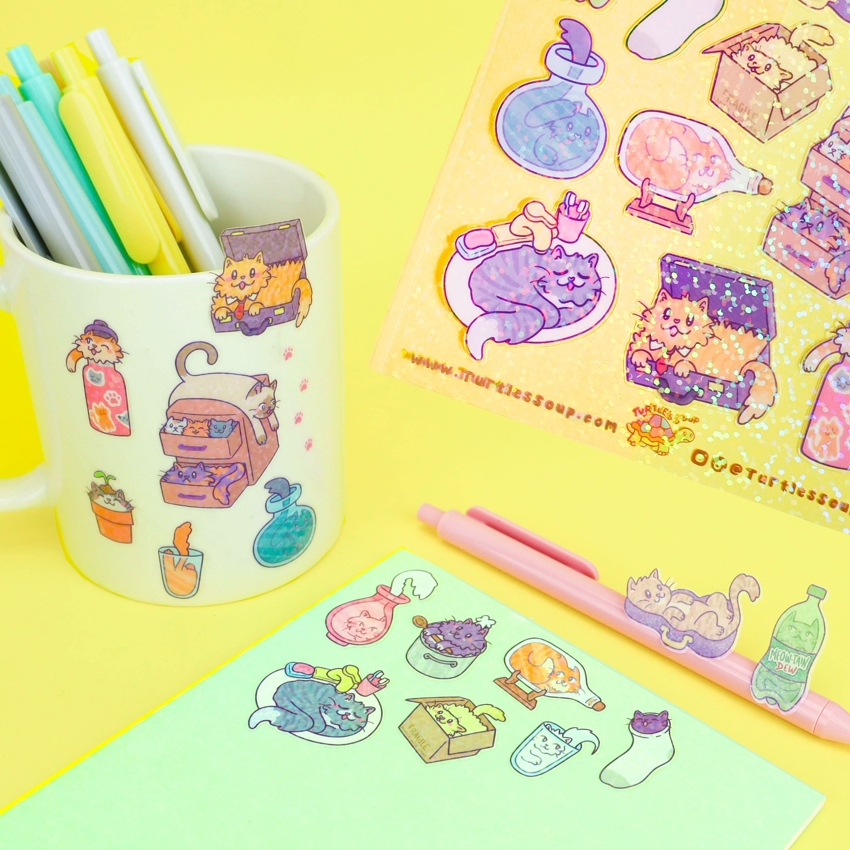 Liquid Cats Vinyl Sticker Sheet: Funny Kitty Art Decals - Etsy
