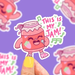 This Is My Jam, Funny Strawberry Pun, Cute Sticker Art, Silly, Strawberries, Fruit, Jelly Jam, Singer, Cute Strawberry Sticker, Funny