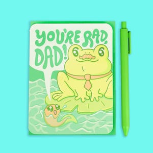 Carte de fête des pères Rad Dad, Bonne fête des pères, Grenouilles mignonnes, Cadeau de papa drôle, Grenouille, Cadeau de papa, Carte de grenouille, Carte pour papa, Carte avec enveloppe