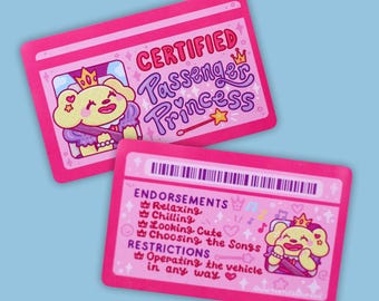 Certified Passenger Princess Novelty ID Card, Funny Dog Lover Gift, Cute Dog Princess Card, Pet Lover Gift, Joke ID Card