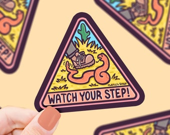 Watch Your Step Snake Sticker: Desert Adventure Waterproof Vinyl