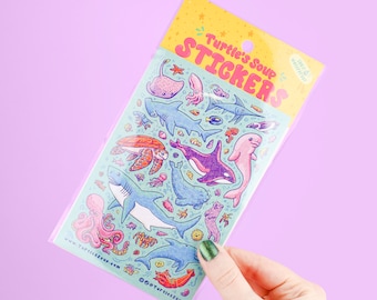 Aquarium Sticker Sheet, Cute Stickers, Animal Stickers, Kawaii Stationery, Glitter, Toploader, Deco Stickers, Sea Creatures, Ocean Stickers
