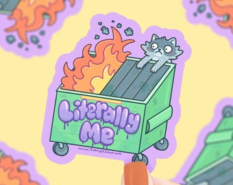 Dumpster Fire Raccoon Sticker: Funny Waterproof Vinyl Decal