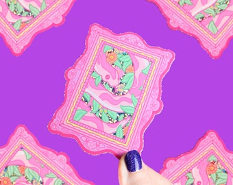 Pink Python Painting Sticker: Glitter Vinyl Snake Art