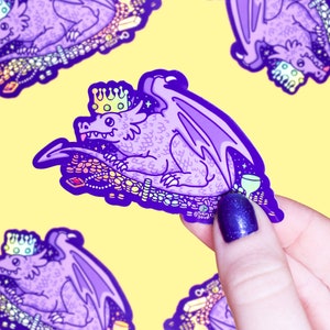 Dragon Treasure Hoard, Dragon Decal, Mythical Creature, Fairy Tale Sticker, Holographic, Magical Sticker Art