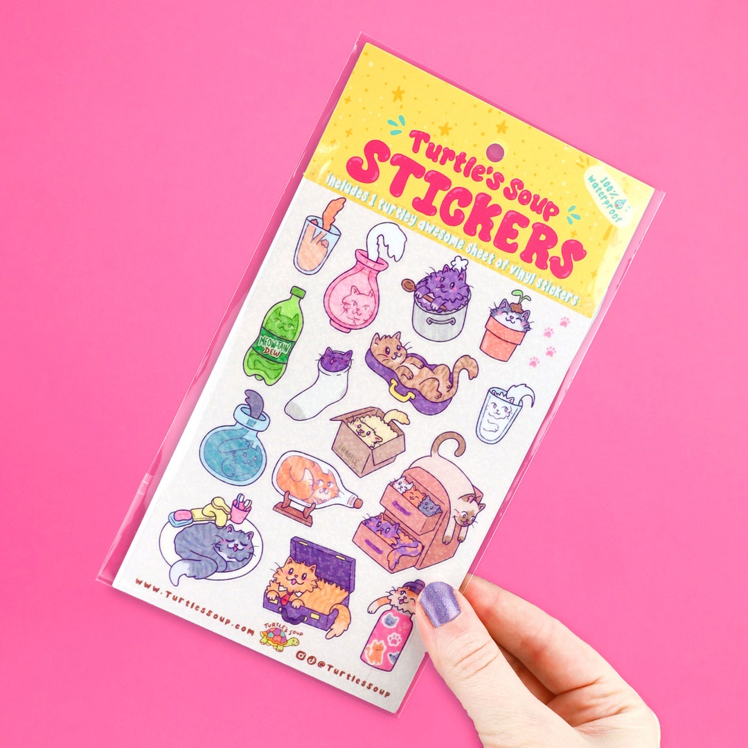 Liquid Cats Vinyl Sticker Sheet: Funny Kitty Art Decals - Etsy