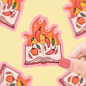 Flaming Hot Romance Books Sticker, Bookish, Fantasy, Book Lover, Funny Sticker, Smut, Spicy Books, Romantasy, Waterproof Vinyl Sticker