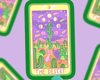 The Desert Tarot Sticker, Vinyl, Cute, Tarot Card Sticker, Waterproof, Water Bottle Sticker, Witchy, Western, Cowboy Sticker, Desert Cactus