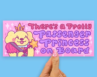 Passenger Princess On Board Bumper Sticker | Dog Princess Car Decal | Dog Lover Sticker | Cute Pet Car Sticker | Funny Dog Bumper Sticker
