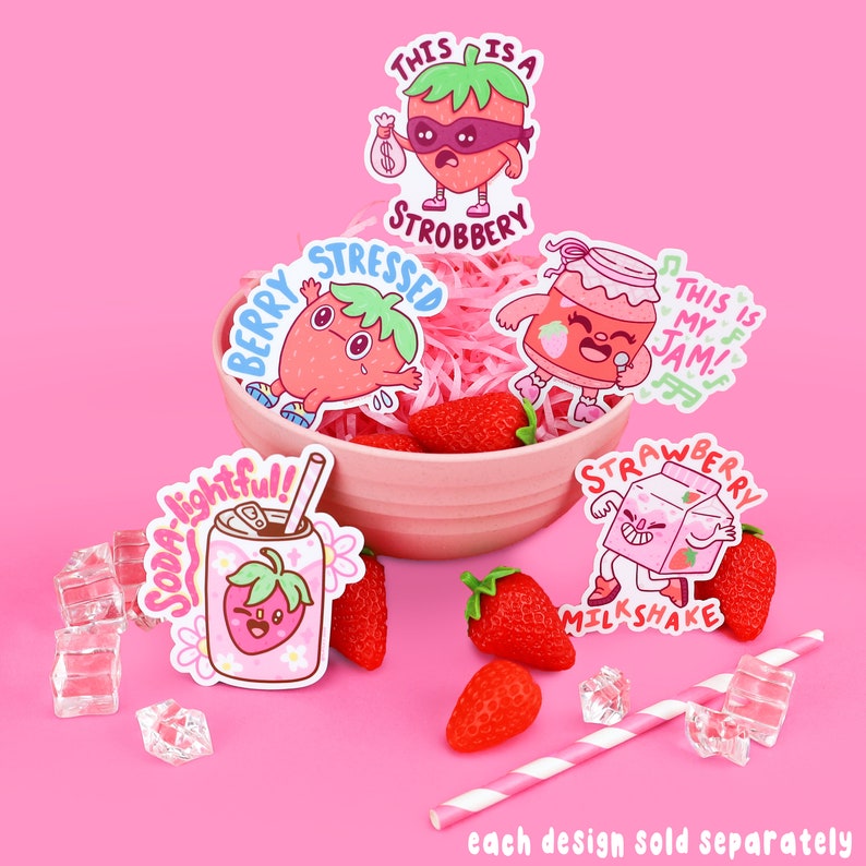 This is a Strobbery, Strawberry Robber, Funny Strawberry Pun, Strawberry Sticker, Funny Sticker, Gift, Water Bottle, Laptop, Waterproof image 2
