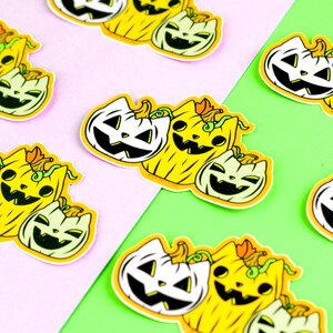 Pumpkin Patch Cat Sticker, Jack O Lantern, Halloween, Autumn, Fall, Kitty Decal, Vinyl Sticker image 2