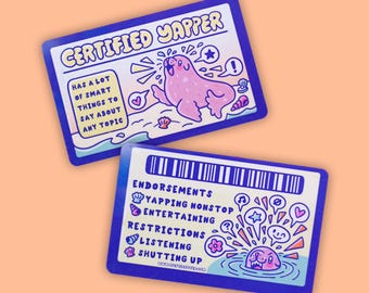 Certified Yapper Novelty ID Card, Funny Seal Lover Gift, Yap License, Seal Yapping ID, Cute Animal Lover Gift, Funny Gift