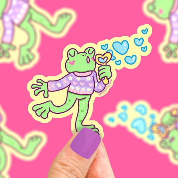Frog Stickers Holographic Tea Frog Cute Froggy Laptop Sticker Vinyl Sticker  Kawaii Sticker Cute Sticker Die Cut Sticker 