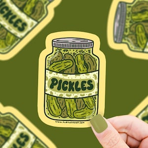 Delicious Pickle Jar Sticker, Vinyl Sticker, Waterproof, Water bottle sticker, Cute Sticker, Foodie, Pickles, Food Lover Gift, Funny Sticker