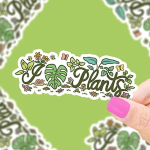 I Love Plants Monstera Leaf Heart Vinyl Sticker