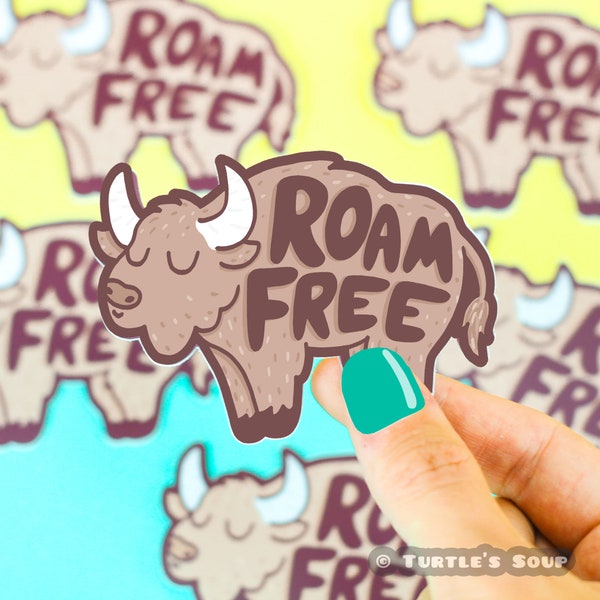 Roam Free Vinyl Sticker, Buffalo Sticker, Woodland, Bison, Outdoors, Outdoorsy Gift, Animal Decal, Buffalo Art, Modern Art, Gift For Him