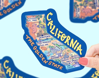 Pegatina de viaje de California: Calcomanía de vinilo del Estado Dorado
