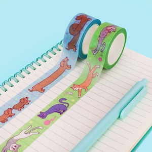 Long Pets, Washi Tape, Cats, Dogs, Stretch, Decorative, Masking Tape, Japanese, Cute Art, Animals, Packaging, Packing, Stationery, Japan