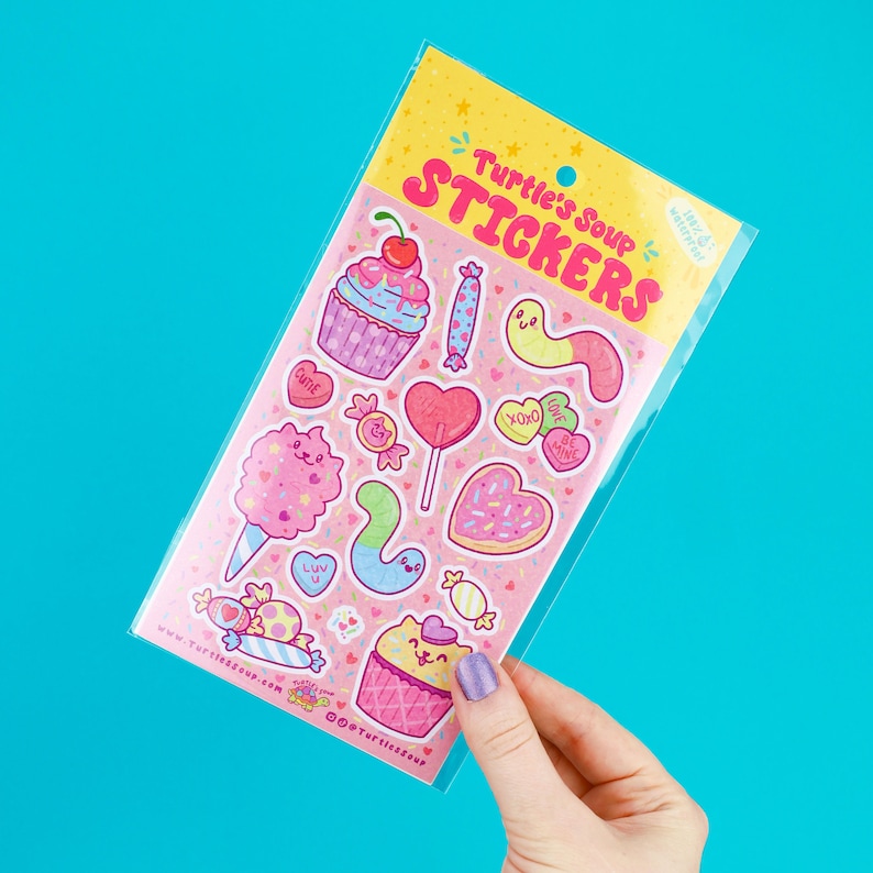Kawaii Sweet Treats Sticker Sheet: Glitter Candy Stickers bild 1