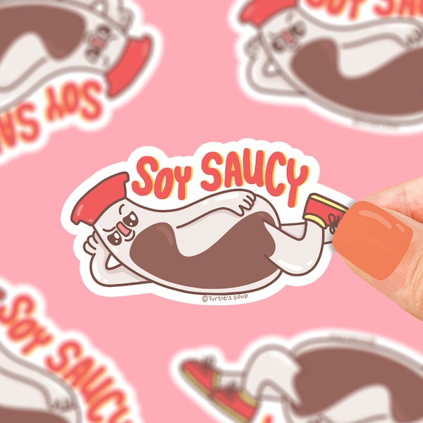 Soy Saucy Sticker, Saucy Decal, Soy Sticker, Pun, Condiment Sticker, Asian Food, Cheeky, Cartoon Sticker, Funny Gift, Chinese Food, Sushi