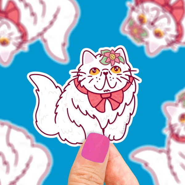 Persian Cat Vinyl Sticker, Cute Persian Sticker, Kitty Decal, Sticker for Water Bottle, Laptop, Phone, Car, Cat Breed, Fancy Cat, Cute Pet