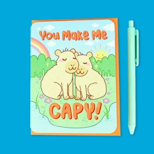 Tu me fais carte Capy, carte d'amitié Capybara, carte pour anniversaire, amitié, anniversaire, carte Kawaii