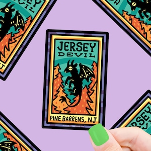 Sticker vinyle Devil Cryptid Location Sighting, imperméable et résistant aux intempéries