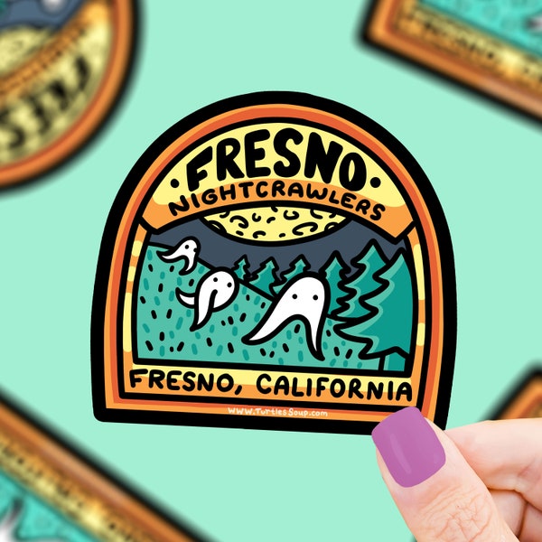 Fresno Nightcrawlers Cryptid Location Sighting Waterproof and Weather Resistant Vinyl Sticker
