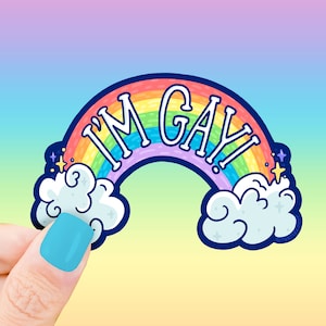 I'm Gay, Rainbow, Pride 2023, Vinyl Sticker, LGBTQ Sticker, Rainbow, Gay, Transgender, Bisexual, Lesbian, Support Sticker, Gay Sticker