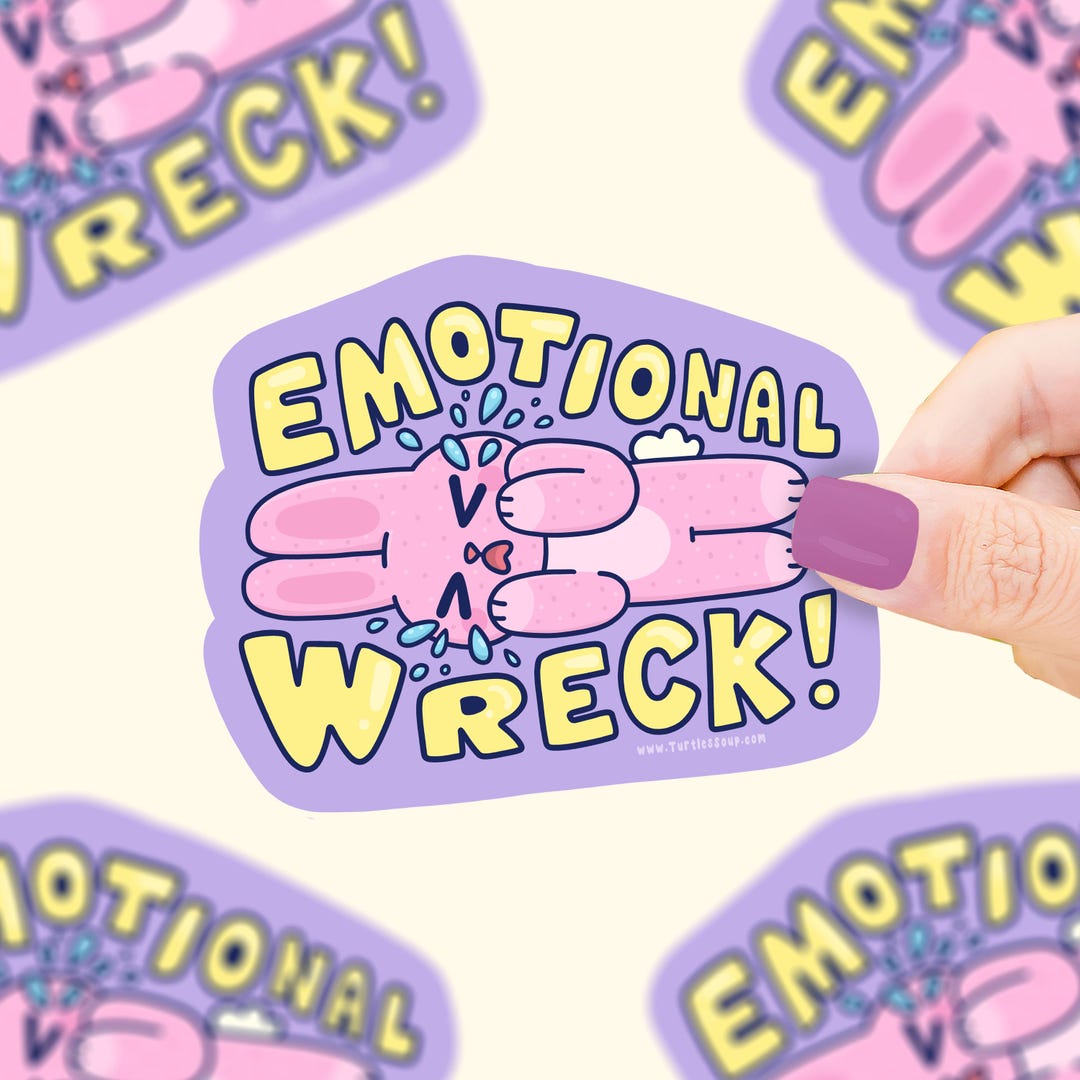Emotional Wreck Bunny, Vinyl Sticker, Waterproof, Cute, Rabbit, Anxious ...