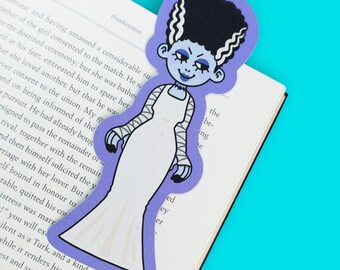Spooky Bride Monster Halloween Die Cut Bookmark, Creepy Gothic Creature Bookmark, Double Sided Halloween Bookmark, Dark Romance Reader Gift