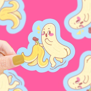 Sticker banane nue, vinyle autocollant, imperméable, mignon, jeux de mots, banane idiote, fin gourmet, cadeau pour amateur de cuisine, cadeau ami, sticker drôle