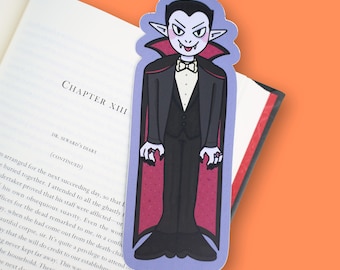 Spooky Vampire Halloween Die Cut Bookmark, Creepy Vampire Bookmark, Double Sided Gothic Bookmark, Halloween Book Lover Gift, Dark Bookmark