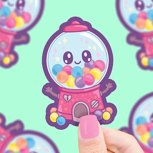 Gumball Machine Candy Vinyl Sticker, Laptop Decals, California, For Water Bottle