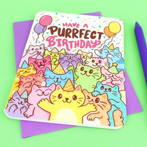 Cat Birthday Card: Purrfect Party Animal Pun image 2