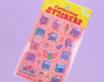 Romance Trope Glitter Sticker Sheet: Book Lover Stickers, Slow Burn, Friends to Lovers, Cowboy Romance, Queer Romance, Cute Bookish Stickers