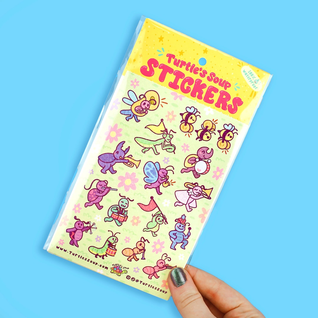 Bug Band, Sticker Sheet, Cute Vinyl Decals, Insect, Instruments, Music ...