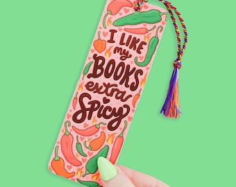 Spicy Books Bookmark, Smut Reader Gift, Peppers, Rainbow Tassel