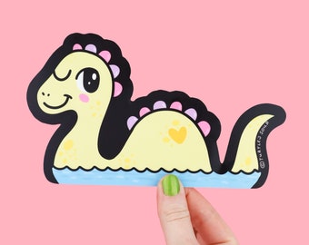 Nessie, Cryptid, Loch Ness, Vinyl Sticker, Peek-A-Boo, Large, Car Window, Driving, Stay Back, Bumper Sticker, Funny, Cute Art, Turtle's Soup