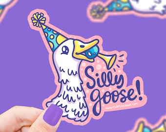 Silly Goose Party Clown Funny Animal Vinyl Sticker, Goose Sticker, Clown Sticker, Sticker Art, Waterproof