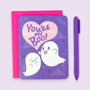 You're My Boo, Funny Valentine's Day Love Card, Couples Card, Card for Him, Girlfriend Card, Spooky Romance Card, Cute, Cute Ghost image 1