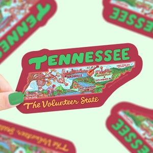 Tennessee Travel Sticker: Nashville, Memphis, Knoxville, Waterproof Vinyl