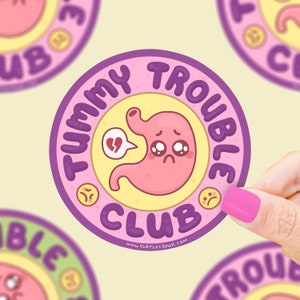 Tummy Trouble Club Vinyl Sticker, Allergy Sticker, Waterproof Sticker