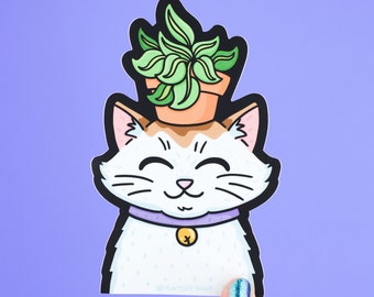 Planter Kitty Cute Kawaii Peek a Boo Weatherproof Vinyl Sticker for Car Window