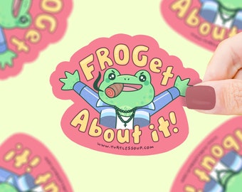 Frogget About It Frog Gangsta Sticker, Vinyl Sticker, Waterproof, Cute, Froggy, Forg, Mobster, Funny Frog, Puns, Cute Frogs, Funny Sticker