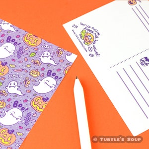 Pumpkin Pattern, Ghost, Boo, Spooky, Happy Halloween, Postcard, Stationery, Letter, Note, Gift, Pen Pal, Snail Mail, Friendship, Art, Cute