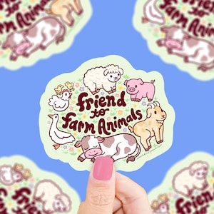 Friend to Farm Animals Sticker, Cute Vinyl Sticker, Farm Stickers, Good Vibes, Animal Friends, Cow Chicken Sticker, Waterproof Vinyl Sticker