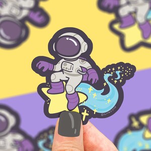 Sticker vinyle astronaute surf, sticker astronaute, surfeur de l'espace, autocollant scientifique, surf sur les étoiles, galaxie, planètes, art autocollant, sticker pour ordinateur portable