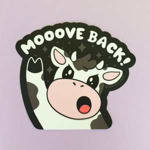 Move Back, Moo, Cow, Funny, Peek-A-Boo Sticker, Window Sticker, Cute Decal, Car Sticker, Vinyl Sticker, Animal, Die Cut, Waterproof, Laptop