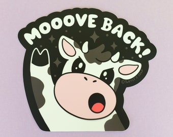Move Back, Moo, Cow, Funny, Peek-A-Boo Sticker, Window Sticker, Cute Decal, Car Sticker, Vinyl Sticker, Animal, Die Cut, Waterproof, Laptop